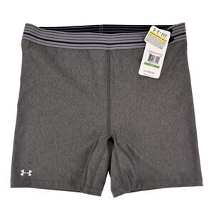 NEW Under Armour Women's HeatGear Middy Compression Shorts NWT Large‎ Gray NWT